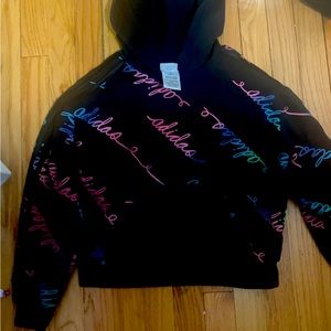 2 adidas kids large/women small tops
